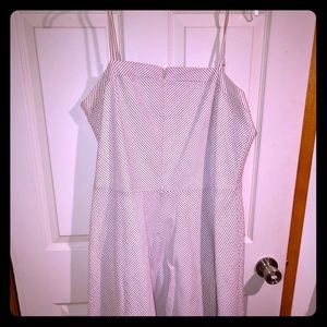 Tan & white striped A-line dress.